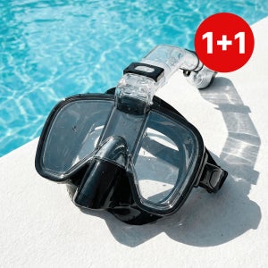 1+1 위베런 스노쿨링 마스크 프리다이브 숨쉬기편한 일체형 스노클링 장비 물안경 세트