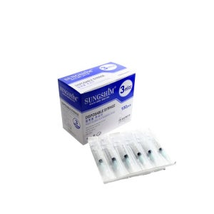 성심 일회용 멸균 주사기 3cc 100개입 무침 개별 포장 국산