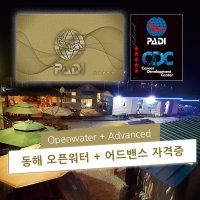 스쿠버다이빙 동해 PADI 오픈워터+어드밴스 자격증 스킨 스쿠버 교육 라이센스 바다 강습