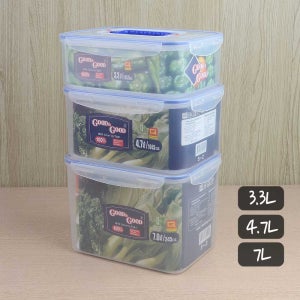 투명 사각 밀폐 보관 용기 소분 플라스틱 통 손잡이 달린 있는 작은 중간 큰 사이즈 크기 3.3L 4.7L 7L