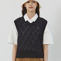 ARGYLE CROCHET KNIT VEST [4 COLOR]