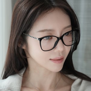 샤넬 스퀘어 메탈 안경 CH3408Q A75226 블랙 골드 체인 여성 클래식 긱시크 뿔테