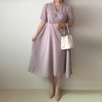 보라색원피스 66사이즈 아나운서원피스