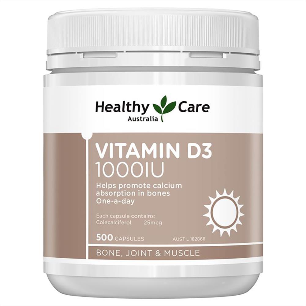 Healthy Care <b>Vitamin D3</b> 1000IU 500 Capsules