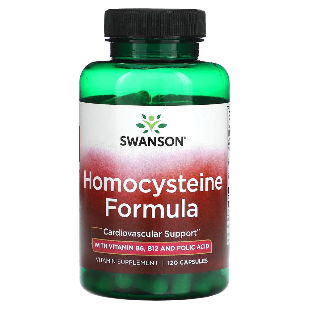 스완슨 비타민B 피리독신 <b>시아노코발라민</b> 엽산 Homocysteine Formula 120 캡슐
