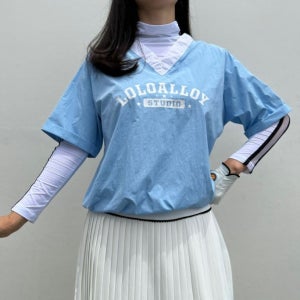 로로얼로이 골프티셔츠 여성 아노락 브이넥 우븐 반팔 여름 골프웨어