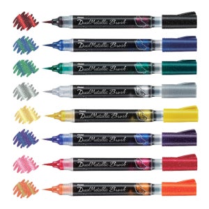 펜텔 듀얼 메탈릭 브러쉬 펜 펄 반짝이 붓펜 꾸미기펜 XGFH-D