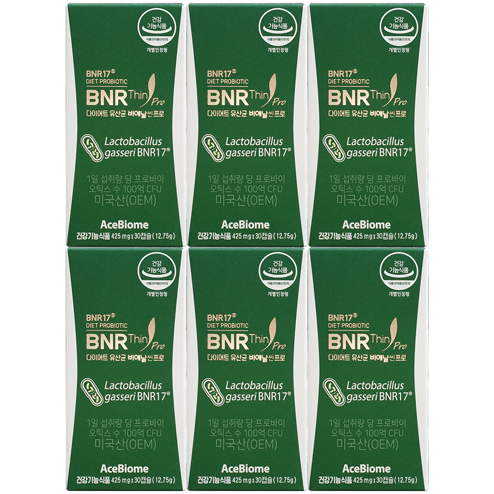 BNR17유산균 프로 다이어트 모유유래 김희선 비에날씬 프로 유산균 30캡슐, 6개