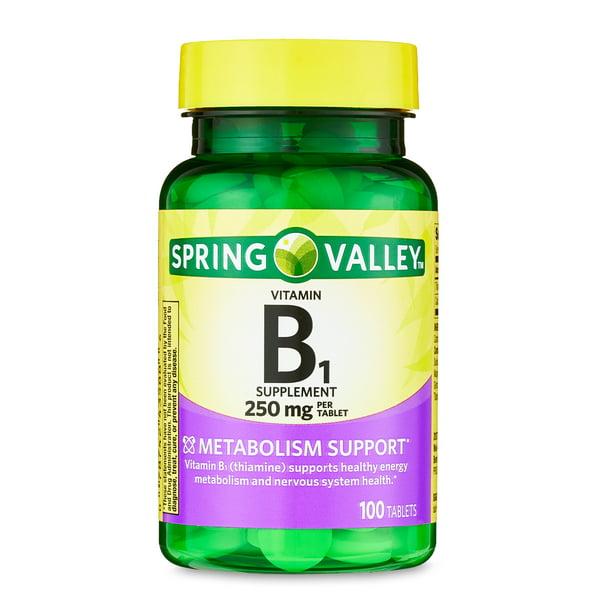 <b>스프링밸리 비타민B1</b> 250mg 메타볼리즘 서포트 100정 Spring Valley Vitamin B1