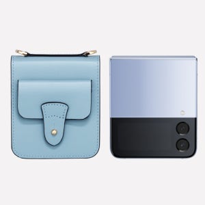 마뜨 갤럭시Z플립4,3,2 스틴 레더 케이스 스카이블루