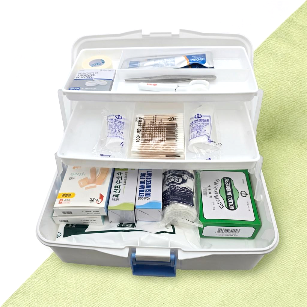 만타 가정용 사무실 비상 구급상자 중형 16종 세트 대용량 3단 응급<b>처치</b>함