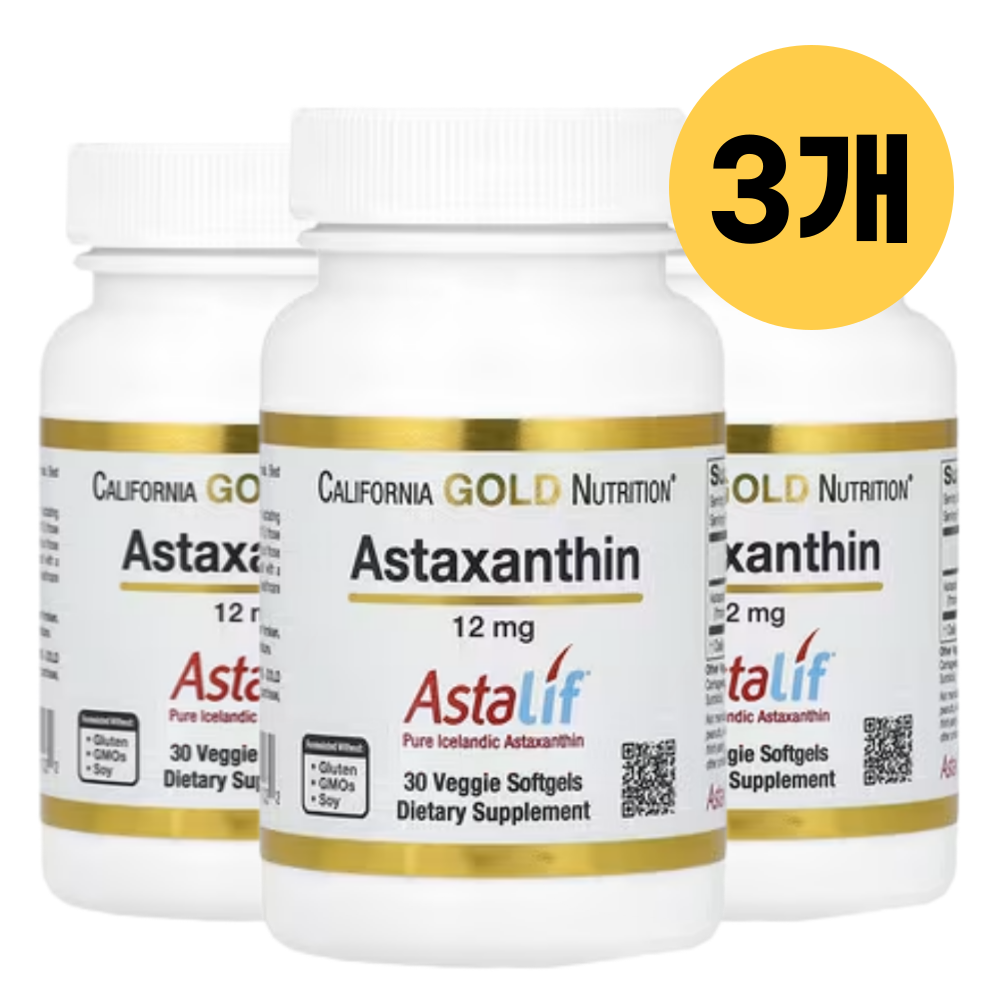 CGN <b>아스타잔틴 12mg</b> 아스타리프 고약사아스타잔틴 초임계 AstaLif 30정 3개