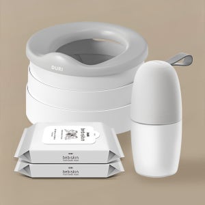 두리 도넛 휴대용 유아 변기+휴대 소변기 2.0+휴대 물티슈 15매 2팩