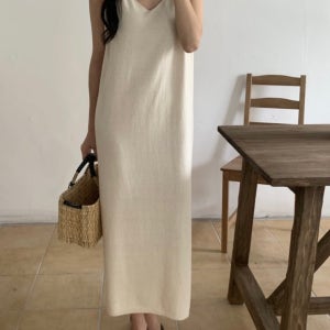 [아이메르]린넨 민소매 니트원피스/ 여름 시원한 레이어드 니트 나시 반팔 롱원피스