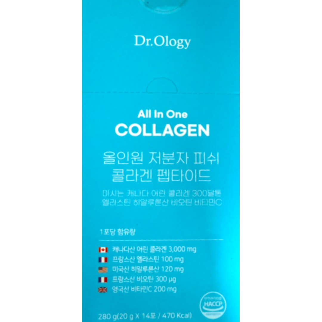 닥터올로지 마시는 캐나다 어린콜라겐 올인원 저분자 피쉬콜라겐 펩타이드 15g x 14포 2주분 히알루론산 비오틴