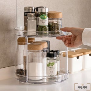 회전 양념통 2단 선반 싱크인 회전식 트레이 정리대 소