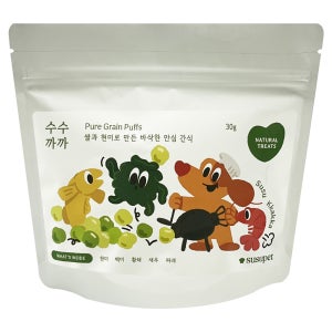수수까까 천연원료 쌀 강아지 과자간식 저알러지 뻥튀기 떡뻥 황태, 30g, 1개