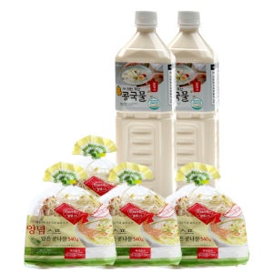 국산 진한 백태 콩물 콩국 콩국물 1리터 2병 + 양념담은스프콩나물 4봉