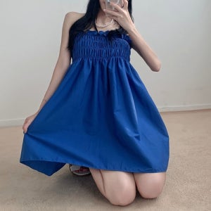 스모크 밴딩 튜브탑 커버탑 미니원피스