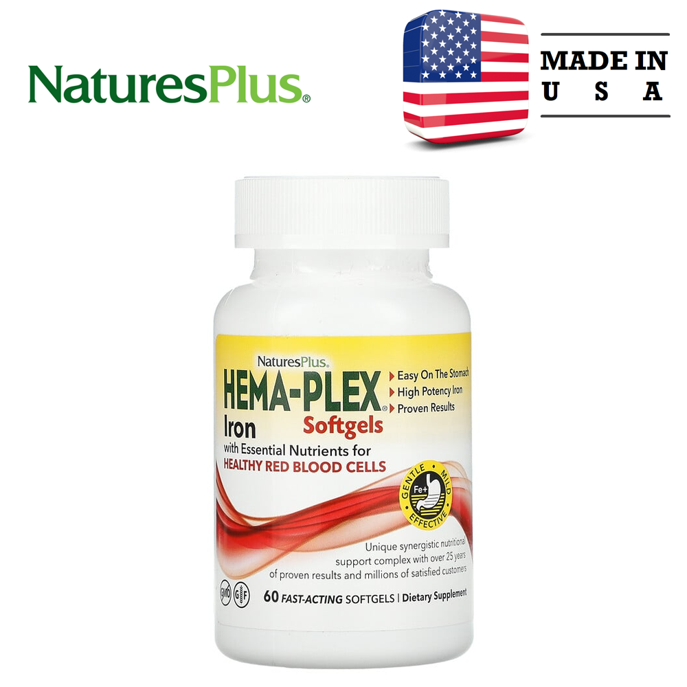 NaturesPlus Hema-Plex 빠르게 작용하는 소프트젤 60정