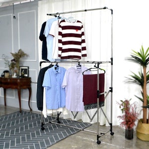 옷걸이행거 스탠드 이동식 드레스룸 옷가게 철제 접이식 시스템 옷 3단 행거