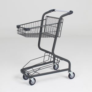 부원진열장 러브카트 철바스켓형 대형마트용 4바퀴 카트 캐리어 장바구니 2단 쇼핑 핸드 카트