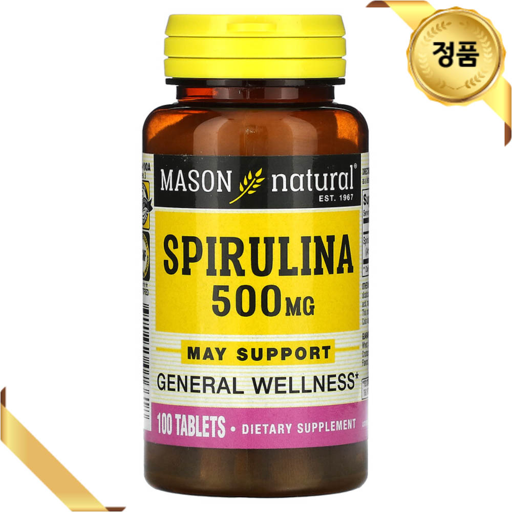 Mason Natural <b>스피루리나 500mg</b> 100정 해조류 단백질 녹색채소