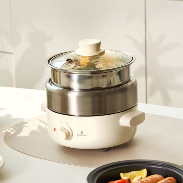 디온리 올스텐 4in1 분리형 계란찜기 멀티쿠커 전골냄비 전기그릴 라면포트 NJM221CW