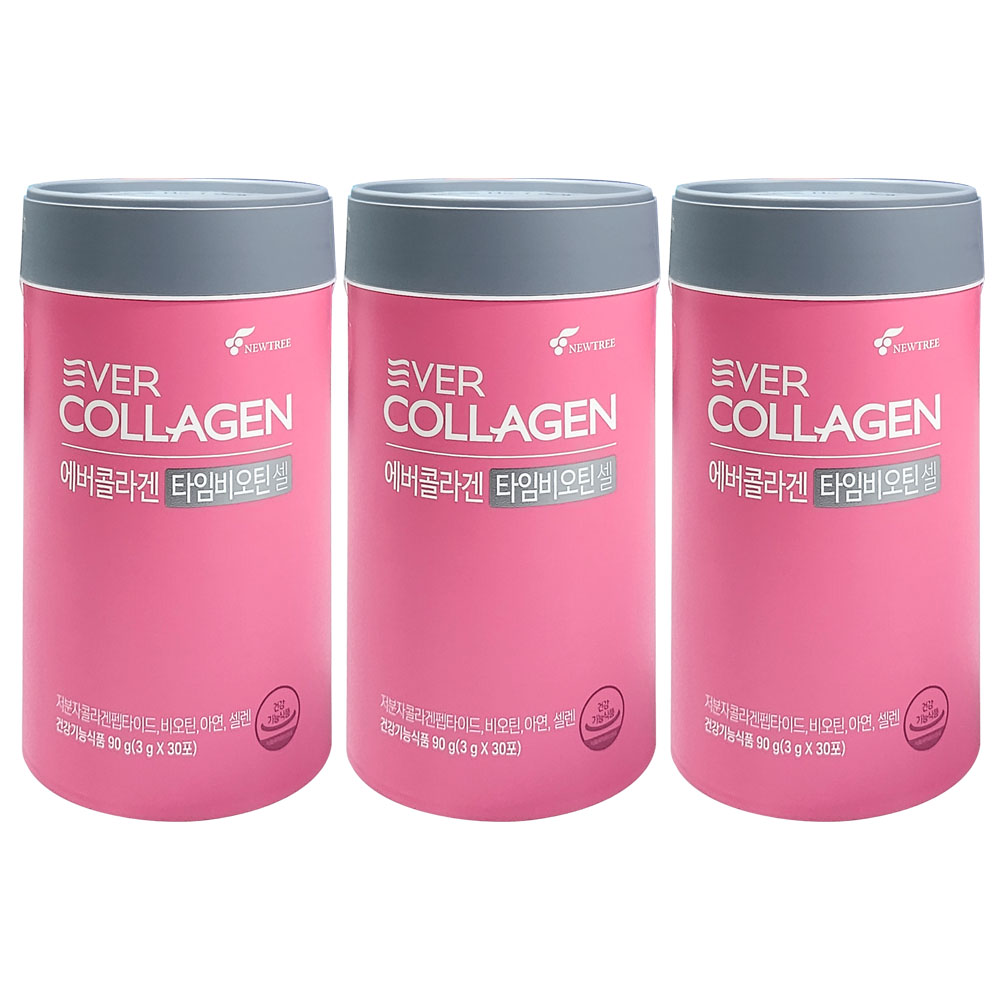 뉴트리 에버콜라겐 타임 비오틴 셀 타임비오틴(3g x 30포)3통 3개월분 저분자콜라겐