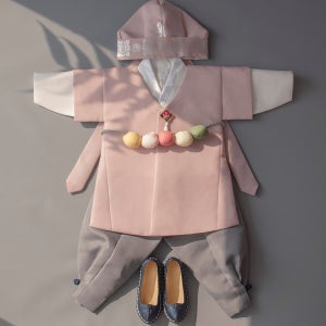 청은 남아 한복 민자 분홍 답호 (백일-10호)추석 설빔 돌 백일 아동 남자 어린이 주니어