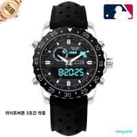 MLB 듀얼타임 라이트 캐주얼 스포츠 패션 블랙 우레탄 손목 시계 MLB-W3001-BK