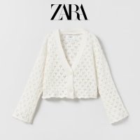 자라 ZARA 데일리 여름 화이트 가디건 펀칭 포인트