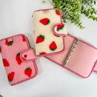 딸기우유 핑크 6공바인더 콜북 A7 다이어리커버 패브릭