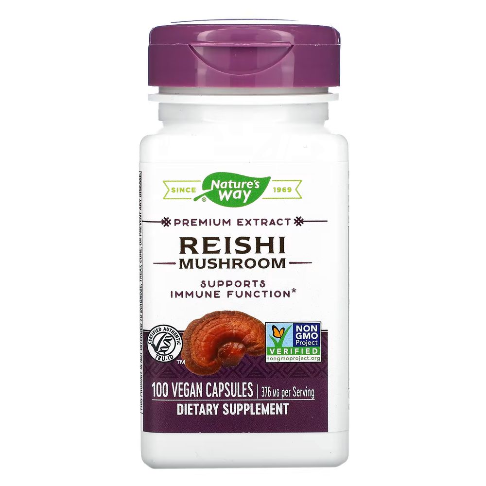 <b>네이쳐스 웨이</b> <b>Natures Way</b> Reishi Mushroom 188 mg 100 Vegan Capsules
