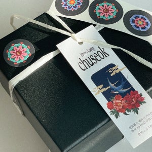 추석 판스티커 블랙단청 금박 한가위 미니 스티커 10매(30장)