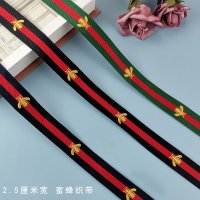 쥬쥬상회 GUCCI 구찌 폭 2.5cm 길이 5m 배색 꿀벌 스트라이프 스트랩 키 체인 악세사리 명품 포장 리본