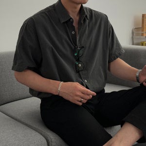 오버핏 피그먼트 여름 남자 반팔 셔츠 (5color)