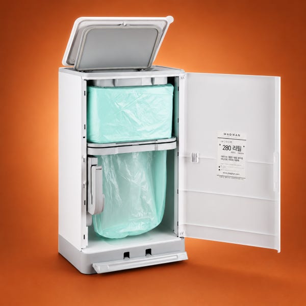 매직캔 휴지통 히포2 쓰레기통 오토실링 27L 냄새차단 화이트 MH280WGA