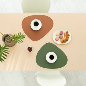 망고보드 가죽 방수 조약돌 식탁매트(3+1p set)