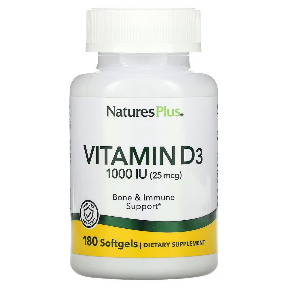 <b>NaturesPlus 비타민D3</b> 25mcg 1000IU 소프트젤 180정
