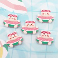 [룰루핑거] 미니어쳐 반짝이 수박 곰 2.8x2.4cm (5개입) 2K-02-226