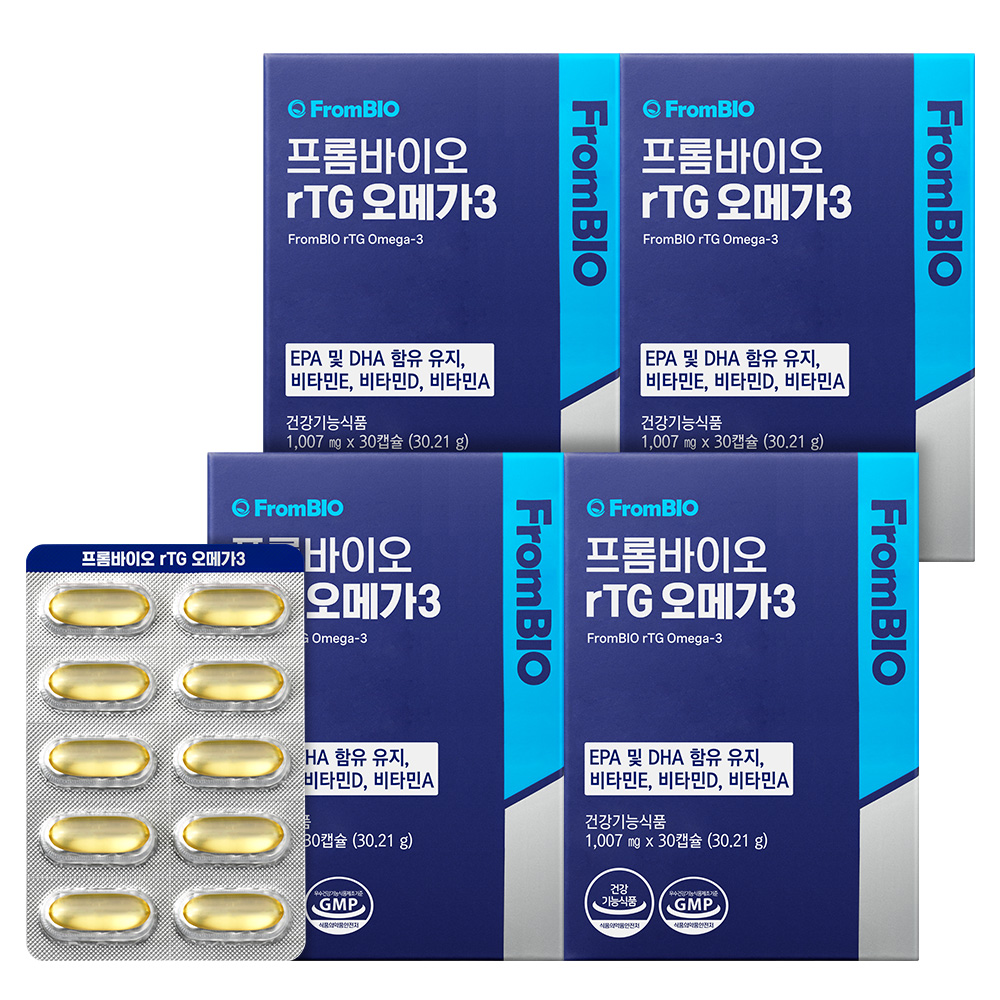 <b>프롬바이오</b> rTG <b>오메가3</b> 30캡슐, 4개