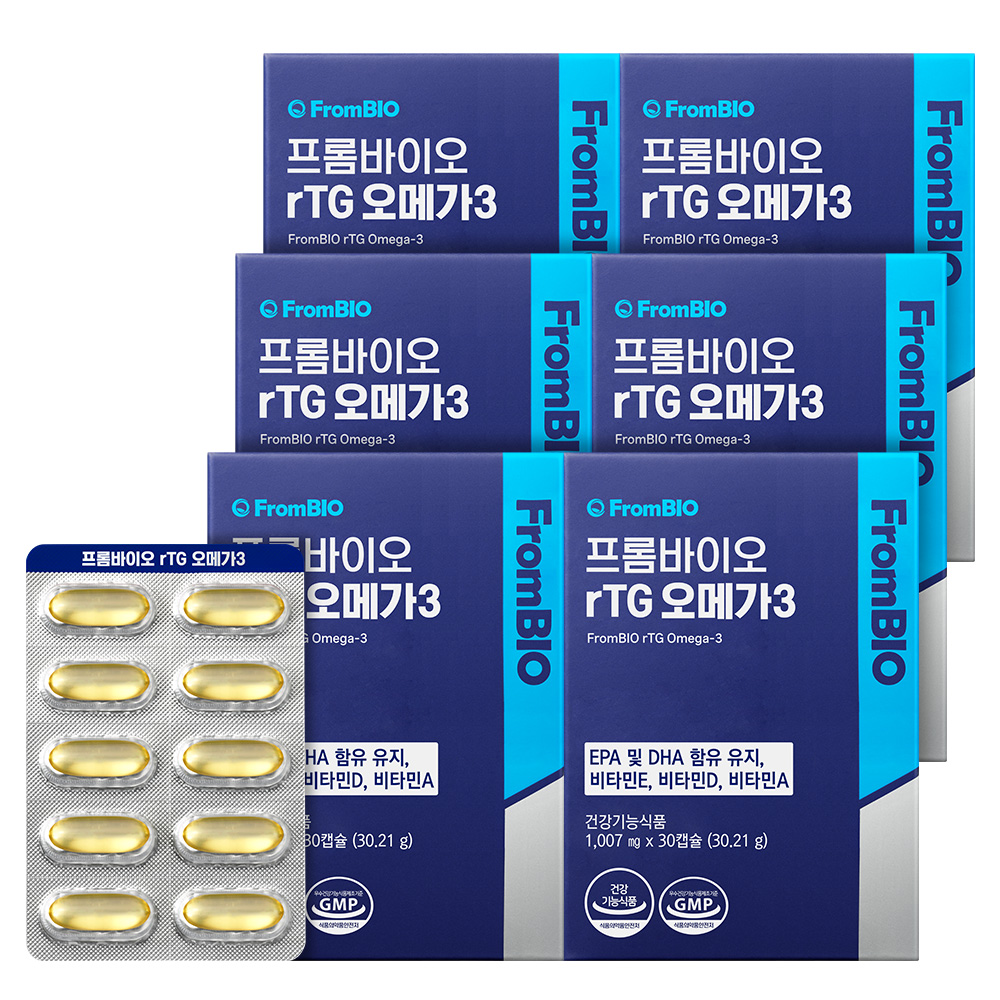 <b>프롬바이오</b> rTG <b>오메가3</b> 30캡슐, 6개