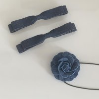 [2개세트🎀] Denim ribbon pin 데님 리본핀