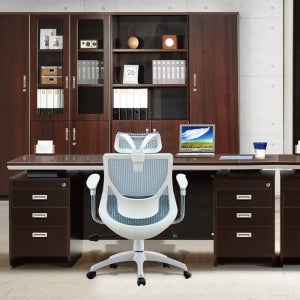 사무용책상 깔끔한 CWD 월넛 양수책상 사원용 사무용가구