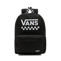 Vans 여성용 스트리트 스포츠 렐름 백팩 원 사이즈 블랙화이트 바둑판 One Size