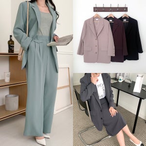 55-120사이즈 빅사이즈 여성 루즈핏 자켓 H라인 스커트 슬랙스 정장 세트 면접 정장