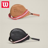 윌슨 레더 라켓 커버 2컬러 탄 브라운 블랙 가죽 테니스가방 라켓 케이스 가방