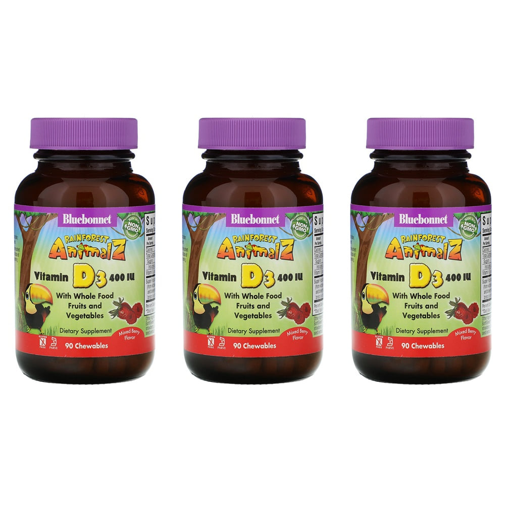 <b>레인포레스트 애니멀즈 비타민</b> D3 믹스 베리 E2 U7 90정 3개