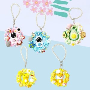 진주키링5종 데코덴 가방고리 만들기 꾸미기세트 DIY 진주구슬키링 크림클레이